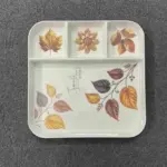 Autumn Leaves Divided Melamine Serving Tray 4 Compartment Square Snack and Dinner Plate