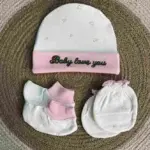 Baby Mitten Thai Cap Set - (Random Color) - Image 5