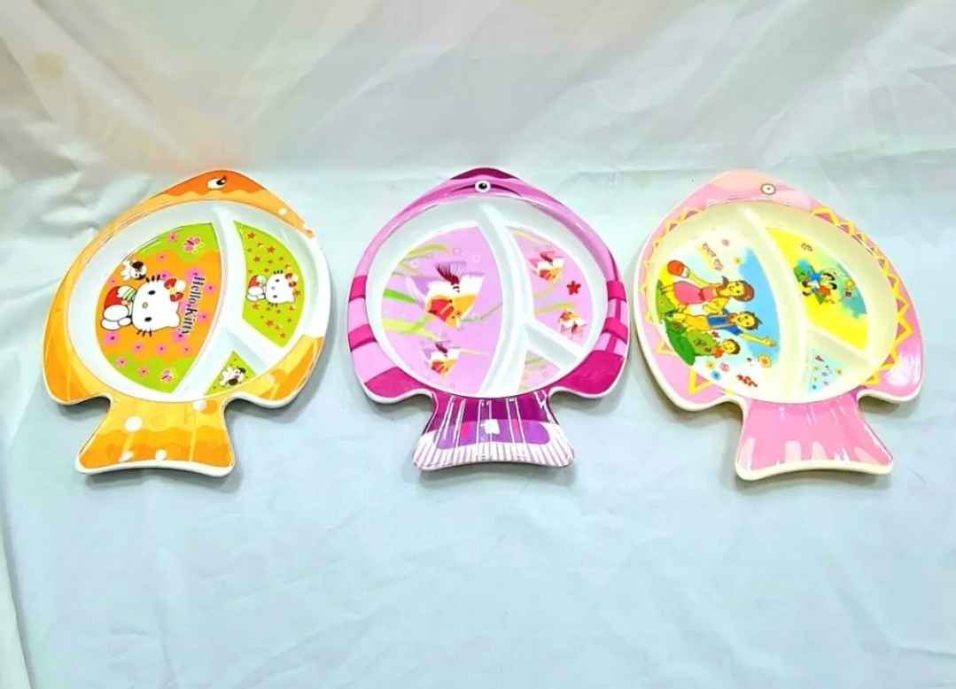 Fish Shape Baby Feeding Plate for Toddlers – Multicolor | BPA Free Kids Meal Plate Fish Shape Baby Feeding Plate for Toddlers Multicolor BPA Free Divided Kids Meal Plate