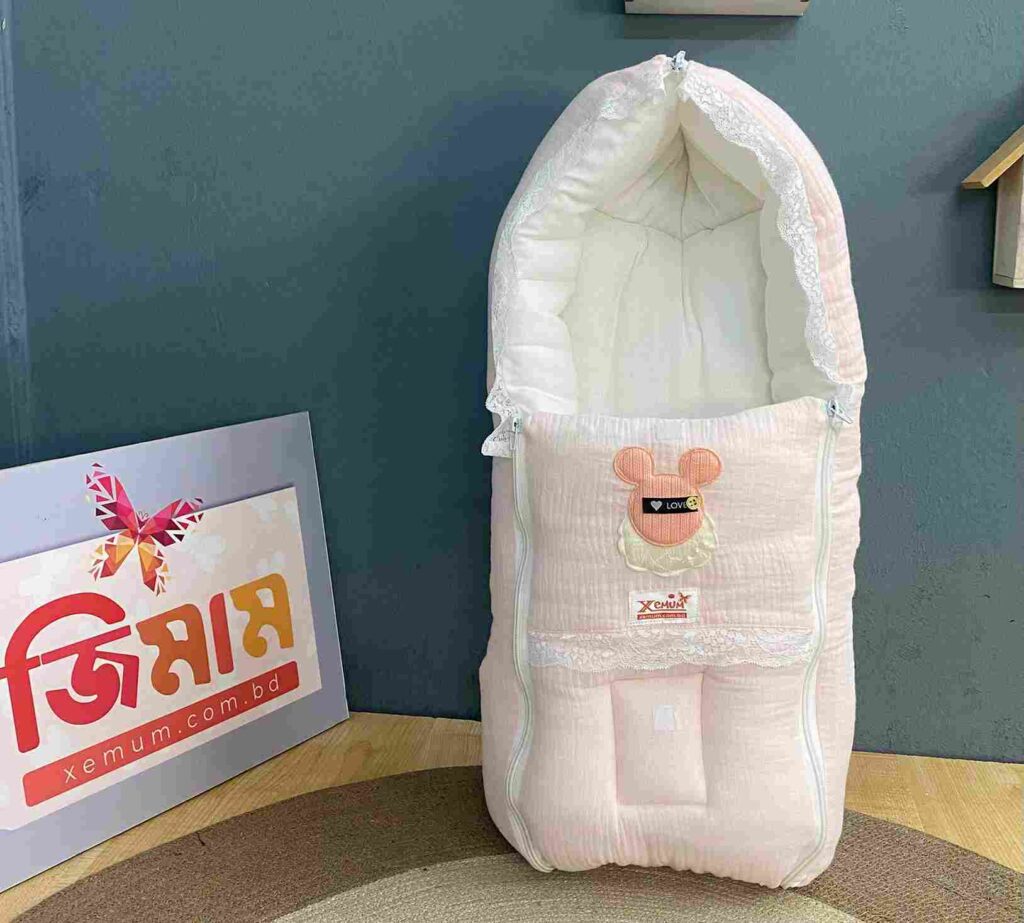 Muslin Safety Bed - Light Pink soft breathable baby safety sleeping nest for newborn infants