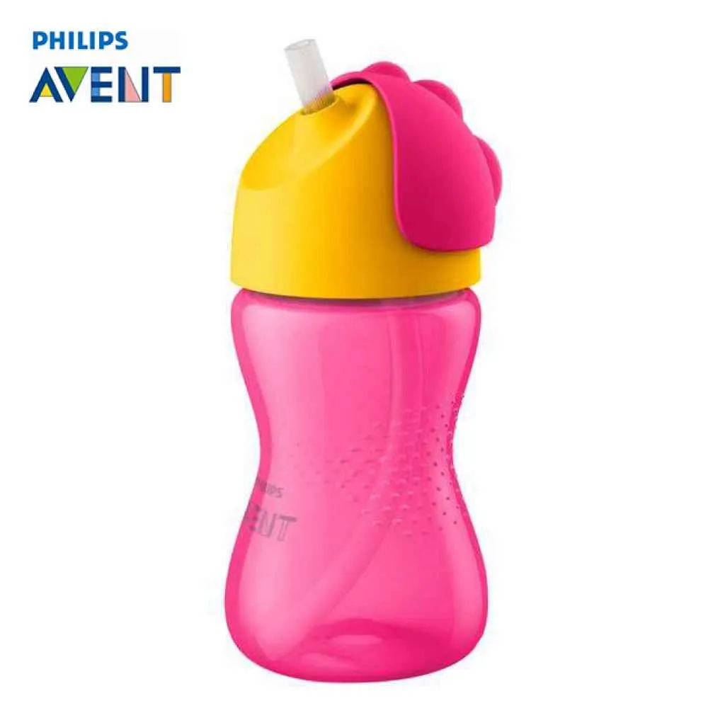 Philips Avent Bendy Straw Drinking Cup 300ml (Pink) Philips Avent Bendy Straw Drinking Cup 300ml Pink BPA Free Leak Proof Toddler Straw Cup