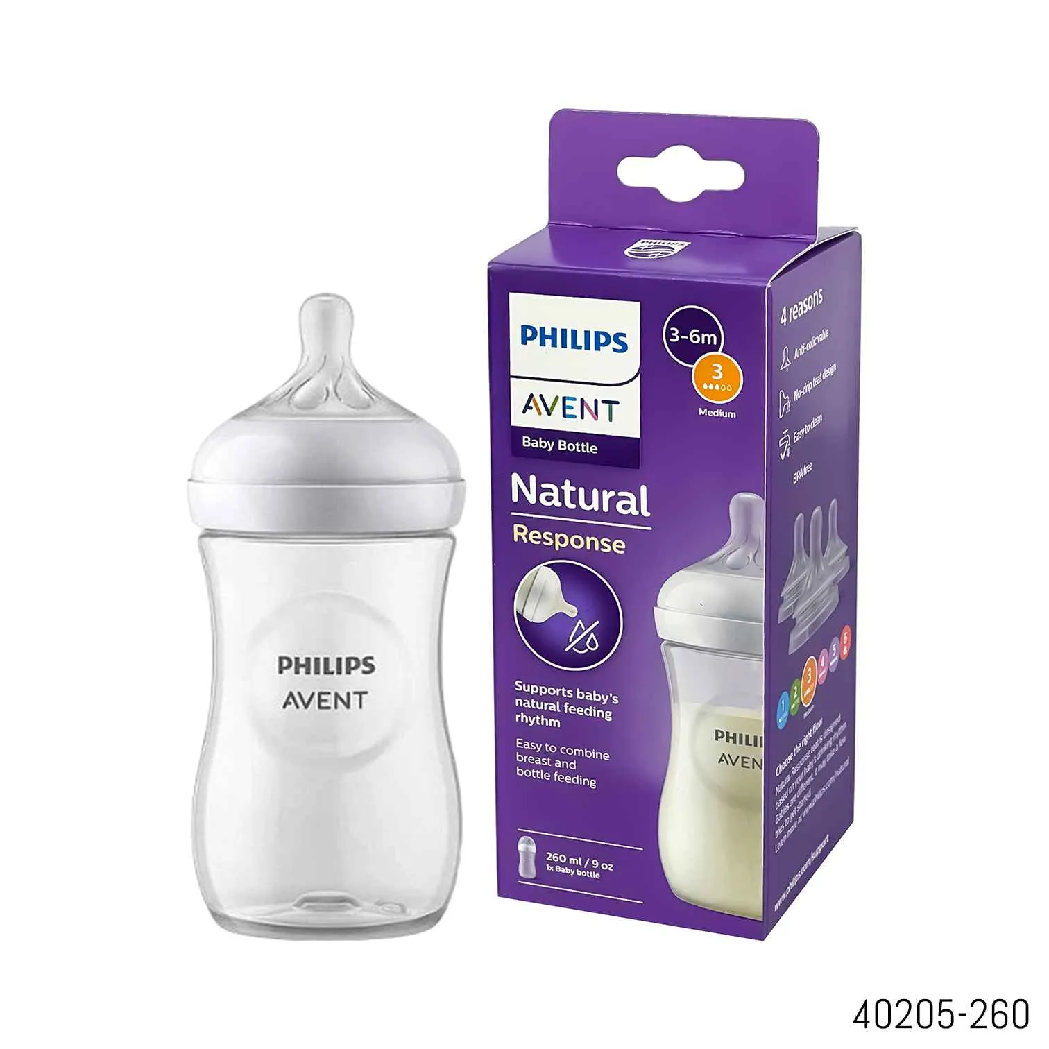 Philips Avent Natural Response Baby Feeding Bottle PP 260ml Philips Avent Natural Response Baby Feeding Bottle PP 260ml BPA Free Anti Colic Feeding Bottle