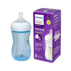 Philips Avent Natural Response Color Baby Feeding Bottle Wide Neck PP 260ml Single Bottle Blue BPA Free