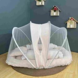 Xemum Muslin Mosquito Net Bedding Set Light Pink for baby safe and comfortable sleep