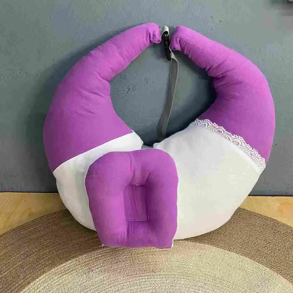 Xemum Muslin Nursing Pillow Purple Soft Breastfeeding Support Pillow for Mother and Baby