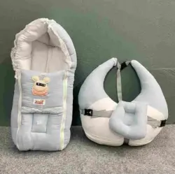 Xemum Muslin Nursing Pillow Safety Bed Combo P-6 Light Sky Soft Baby Feeding Pillow for Newborn