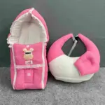 Xemum Muslin Nursing Pillow-Safety Bed Combo P-6 Pink Color soft breathable baby feeding pillow and newborn safety bed